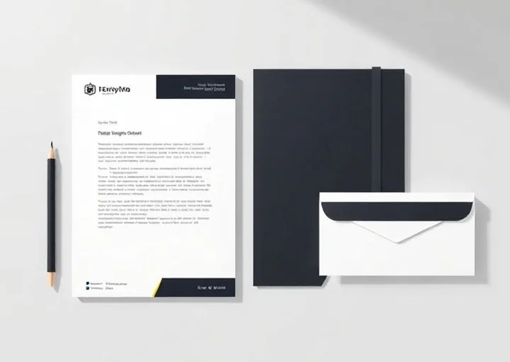 Executive corporate stationery design featuring premium letterhead, envelope, presentation folder, and modern business identity.