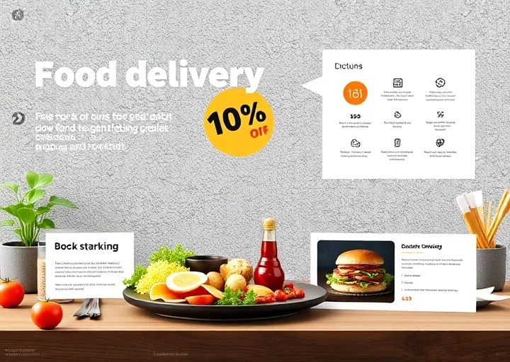 Food delivery startup pitch deck featuring restaurant business presentation, catering menu slides, product showcase, and modern food service PowerPoint design.