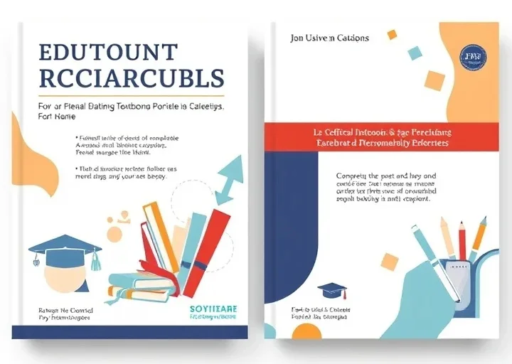 Creative educational book cover design featuring school supplies, graduation elements, and colorful academic publishing artwork.
