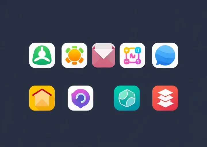 Colorful mobile app icon design set for smartphone applications and digital products