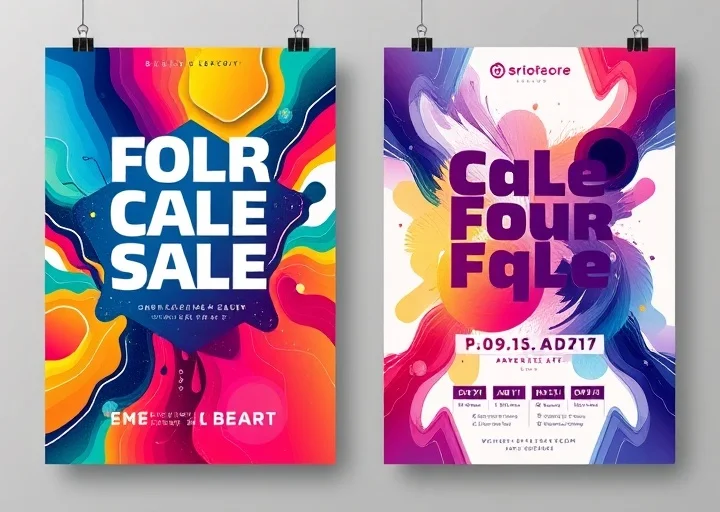 Creative promotional sale flyer design with vibrant colors, bold typography, and modern advertising graphics.