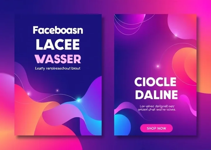 Vibrant social media banner template featuring gradient abstract shapes, modern typography, and promotional marketing design.