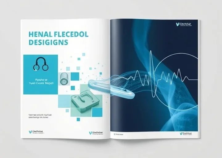 Healthcare annual report design with medical graphics, clinical illustrations and professional hospital report layout