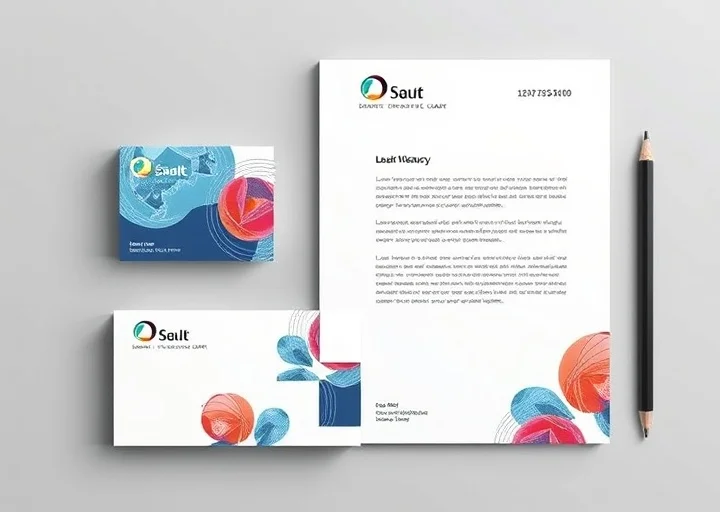 Creative corporate stationery design showcasing colorful letterhead, business cards, envelopes, and modern visual branding.