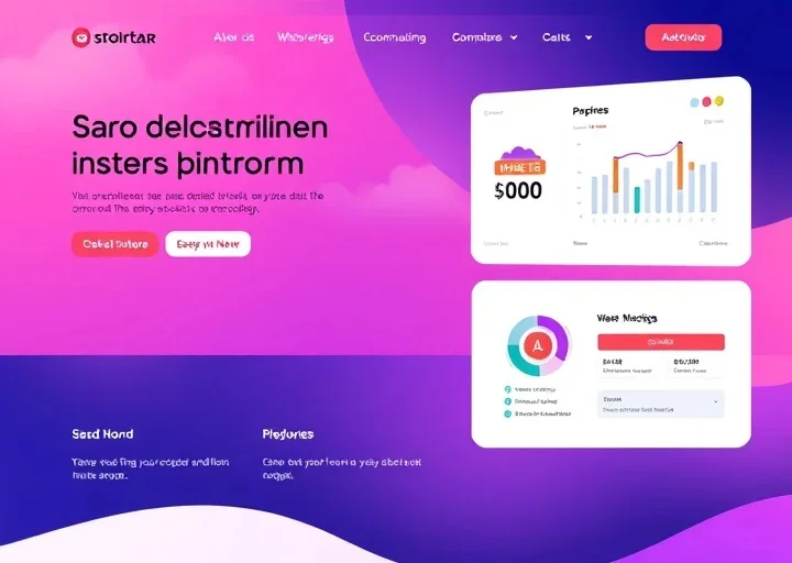 Creative analytics website UI showcasing business dashboards, performance charts, colorful gradients, and responsive SaaS landing page design.