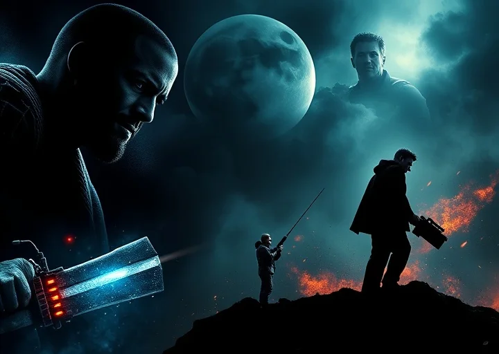 Cinematic movie poster design featuring dramatic visuals, action scene composition, and professional entertainment artwork.