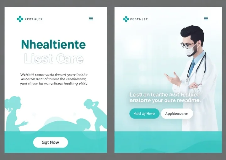 Professional healthcare banner showcasing a doctor, medical services, appointment call-to-action, and responsive healthcare website design.