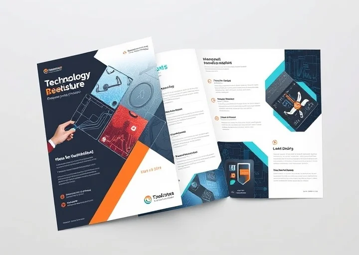 Modern technology brochure design showcasing business services with premium layout and corporate branding.